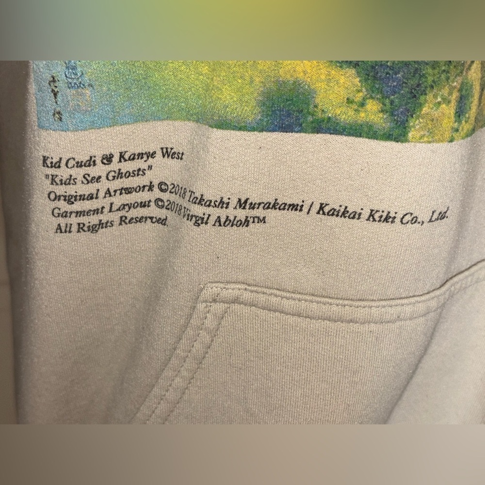 Kanye West Kid Cudi Kids See Ghosts Album Hoodie Large Beige Brown Tour Pullover - Picture 2 of 10